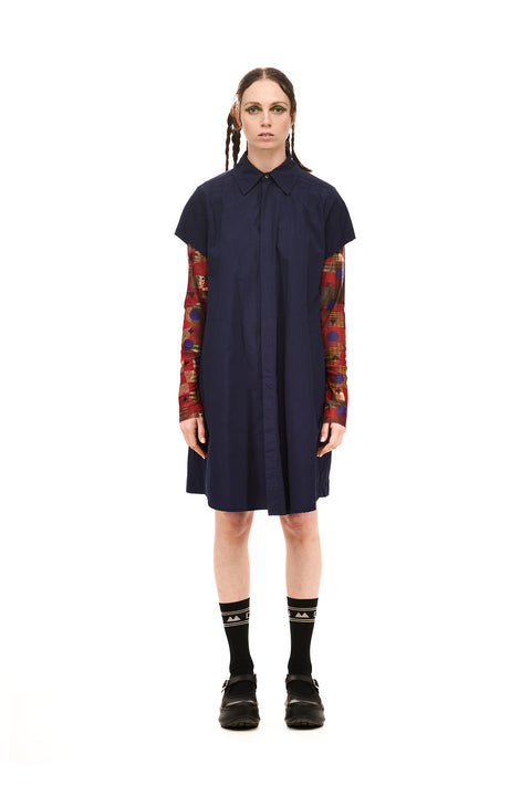 Nomd Navy Blue Grid Shirt Dress