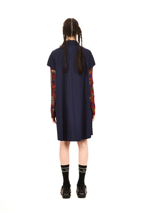 Nomd Navy Blue Grid Shirt Dress