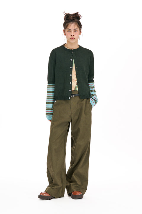 Nom*d Saunter Wide Leg Khaki Trousers