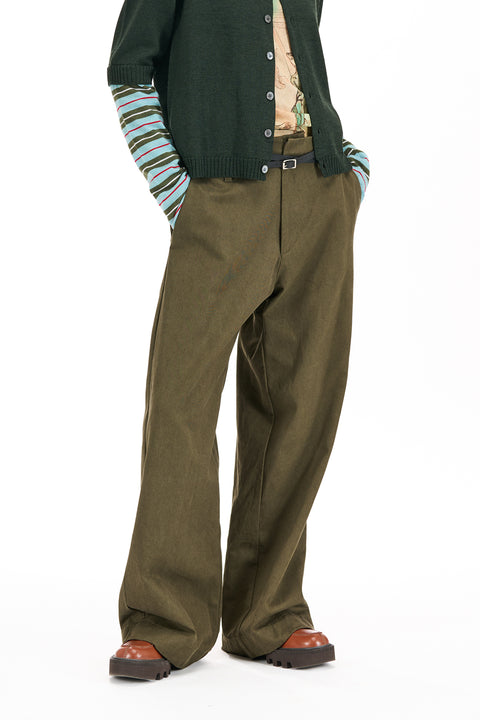 Nom*d Saunter Wide Leg Khaki Trousers