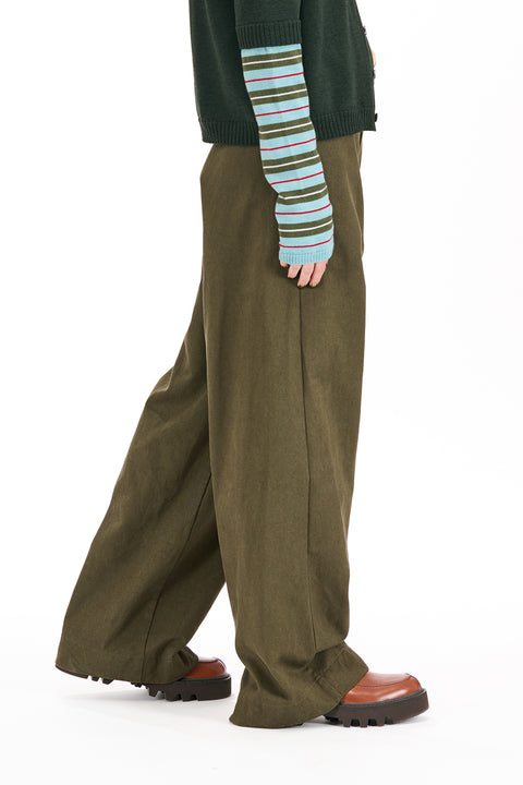 Nom*d Saunter Wide Leg Khaki Trousers
