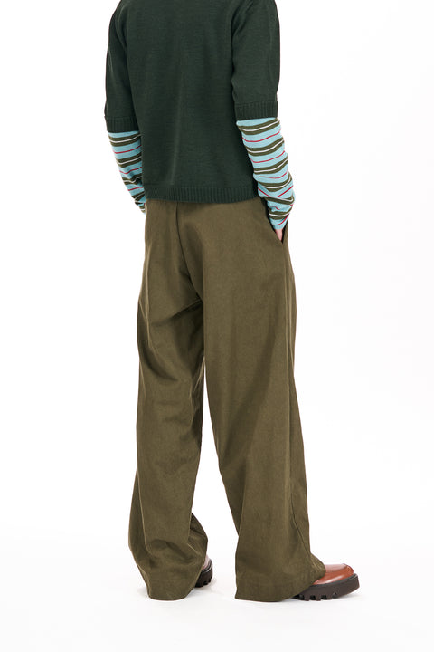 Nom*d Saunter Wide Leg Khaki Trousers