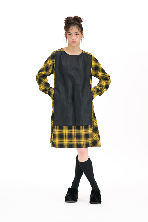 Nom*d understudy dress in yellow plaid
