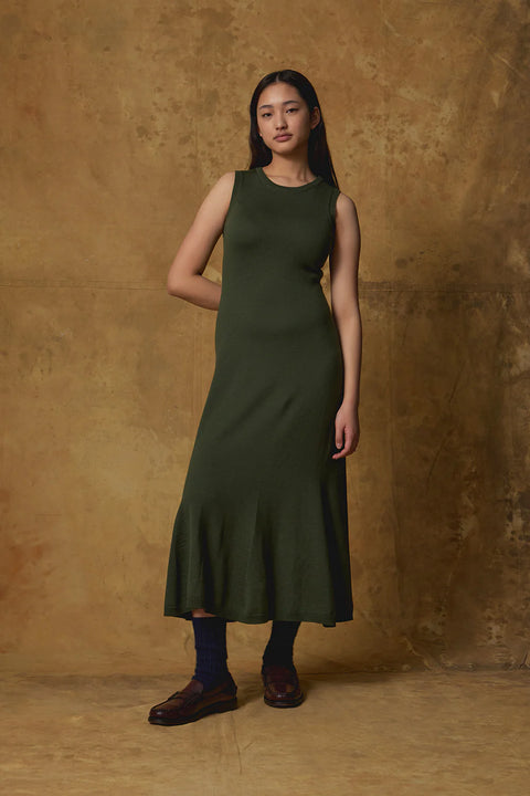 Standard Issue Merino Green Flared Dress