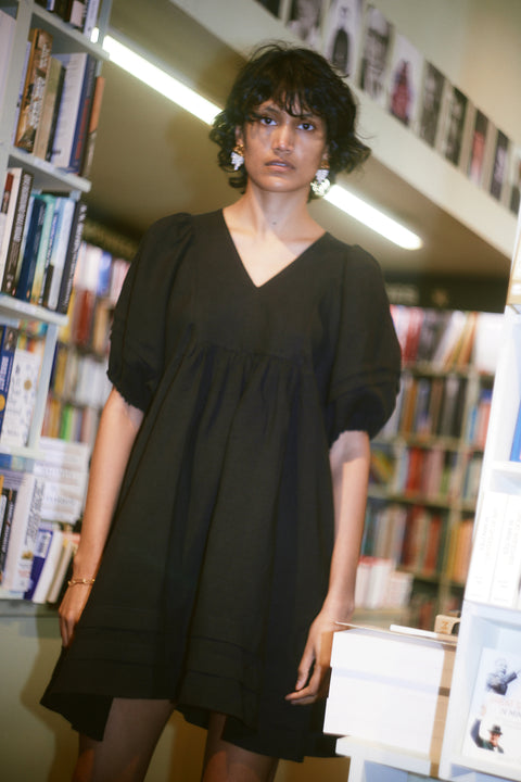 Towa Frankie babydoll Dress Black Linen