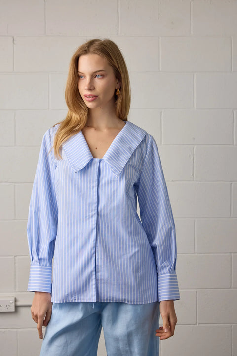 Towa Isla Shirt Baby blue and white stripe