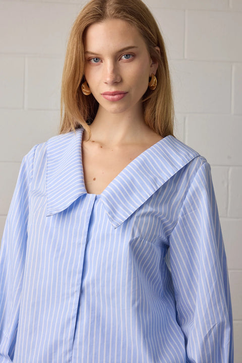 Towa Isla Shirt Baby blue and white stripe