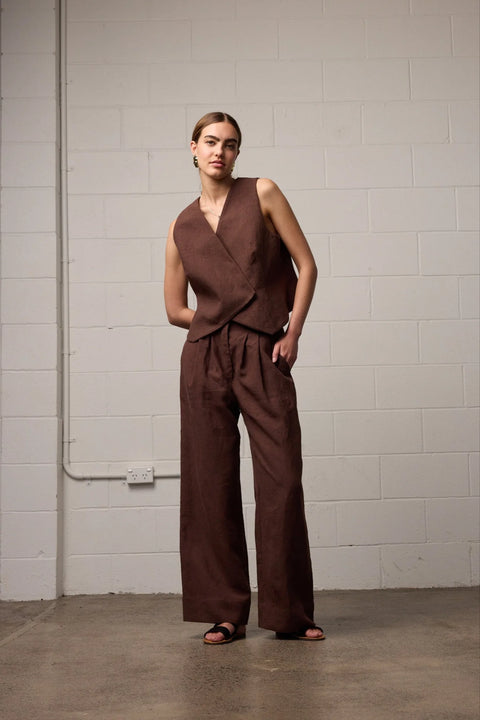 Theo Pants Brown Linen