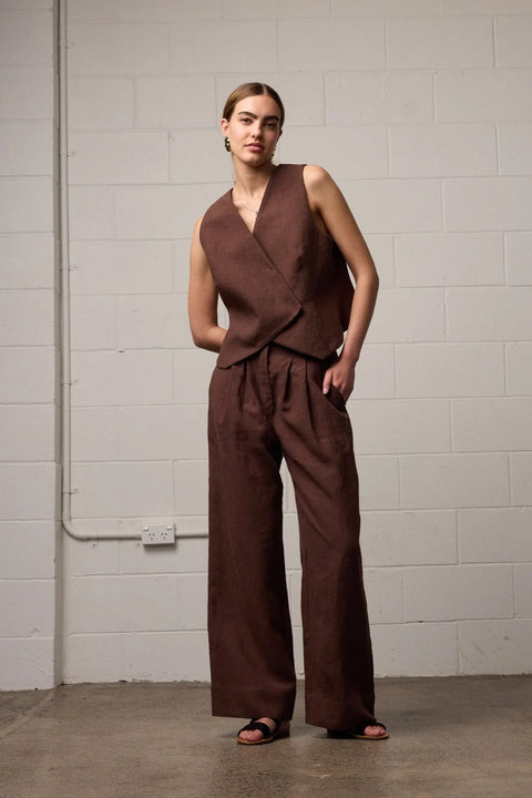 Theo Pants Brown Linen