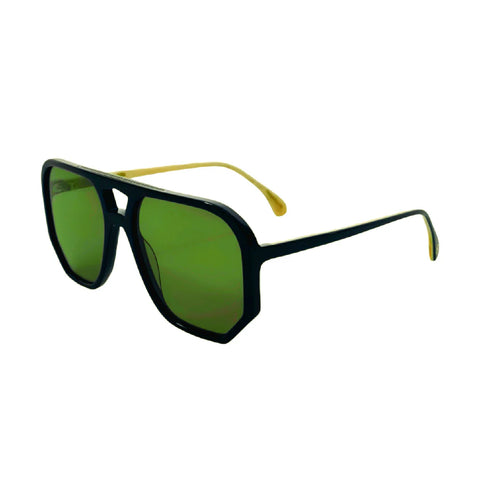 Age Eyewear Wager Aviator Sunglasses With Green Lens