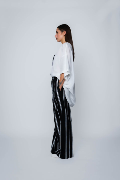 Elsa Pant Black and White Stripe Linen
