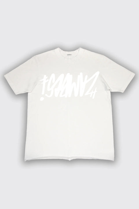 Zambesi White on white graffiti print tee