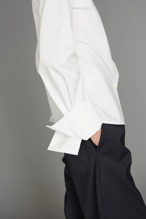 Zambesi White Cotton Artiste Shirt With Large Cuffs and detailed sleeve