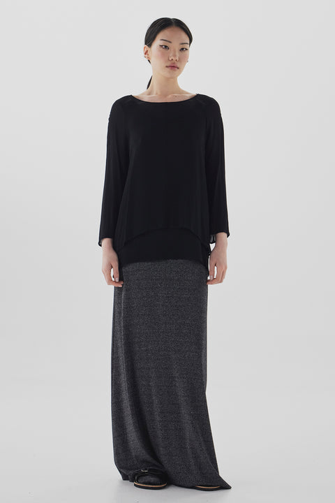 Zambesi Bettle Boatneck Top in Truffle Black