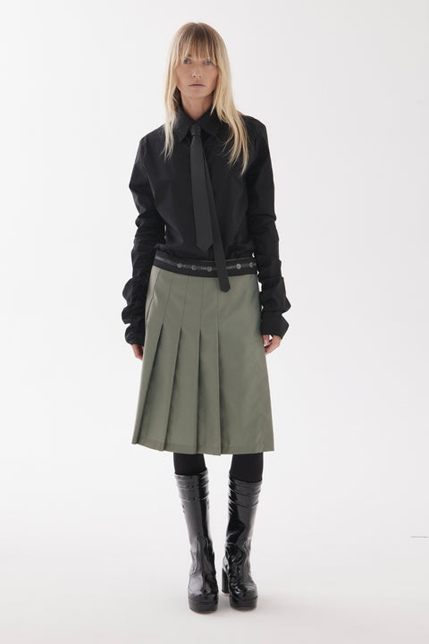 Zambesi Green Metallic Oxide Kilt Pleat Skirt