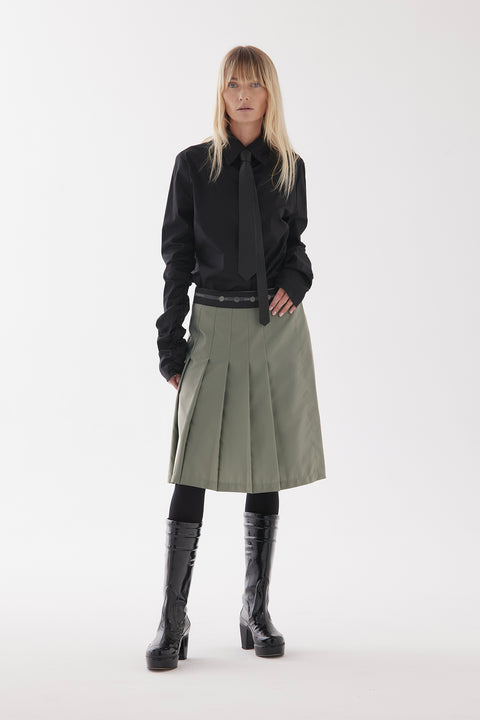 Zambesi Green Metallic Oxide Kilt Pleat Skirt