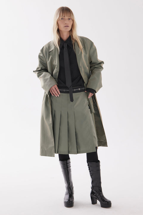 Zambesi Green Metallic Oxide Kilt Pleat Skirt