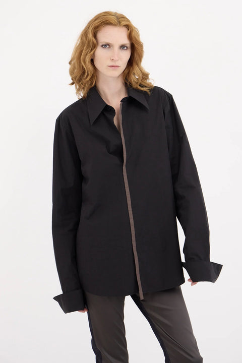 Zambesi Imposter shirt black carbon with brown stripe