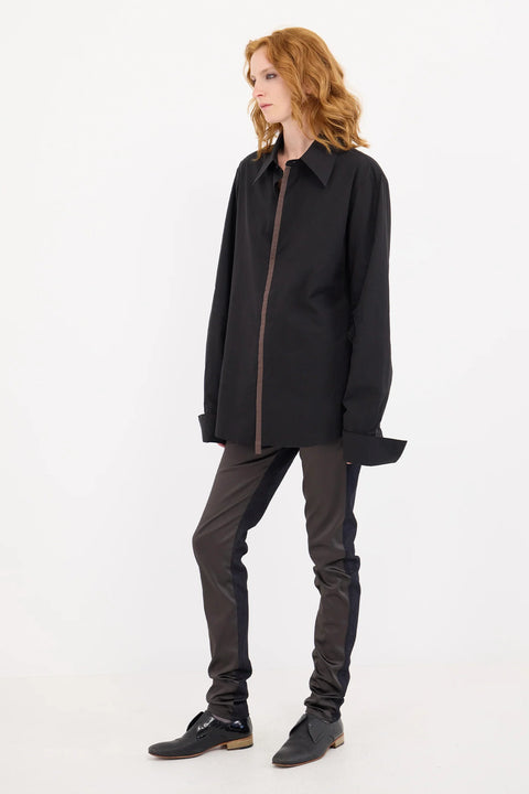 Zambesi Imposter shirt black carbon with brown stripe