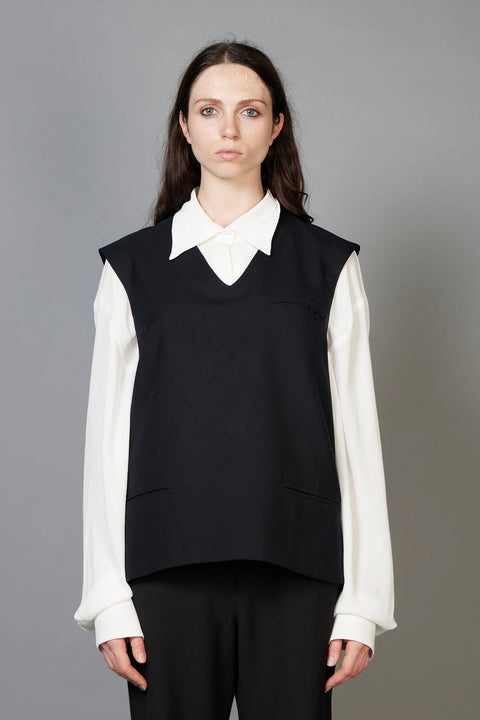 Zambesi Vested Wool Top in Dark Navy