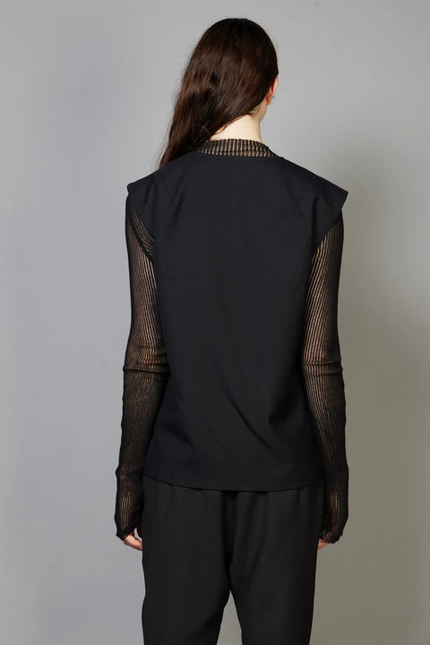 Zambesi Vested Wool Top in Dark Navy