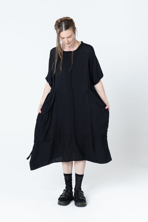 Company of Strangers Court Dress Black Seersucker