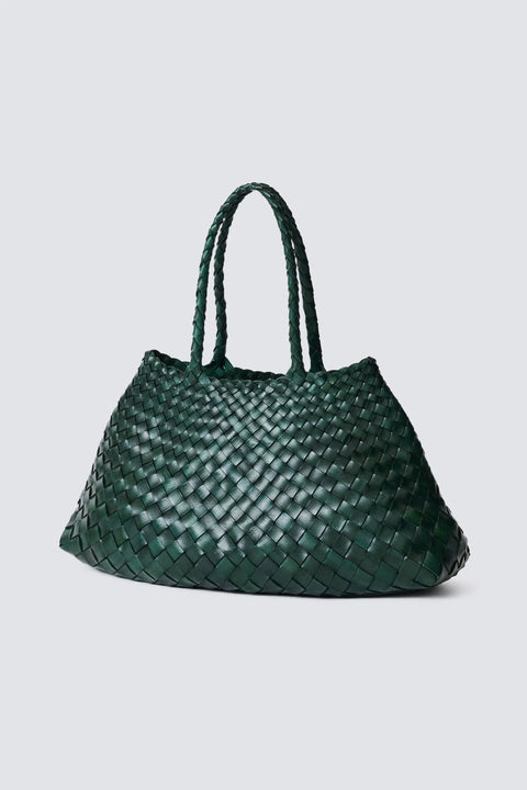 Dragon Fusion Green Woven Leather Shoulder Bag