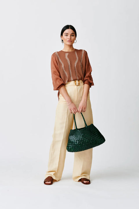 Dragon Fusion Green Woven Leather Shoulder Bag