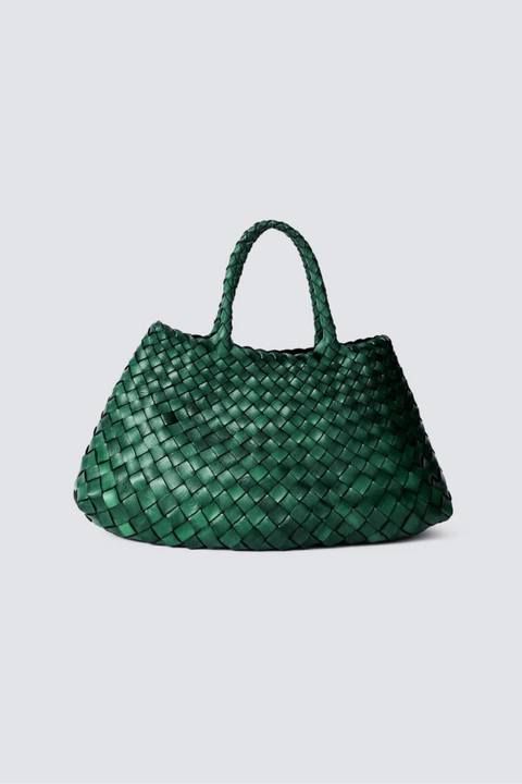 Dragon Fusion Green Woven Leather Handbag