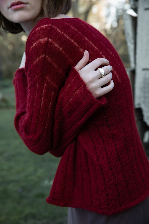Francie Cherry Red Droplet Knit Wide Neck Jersey
