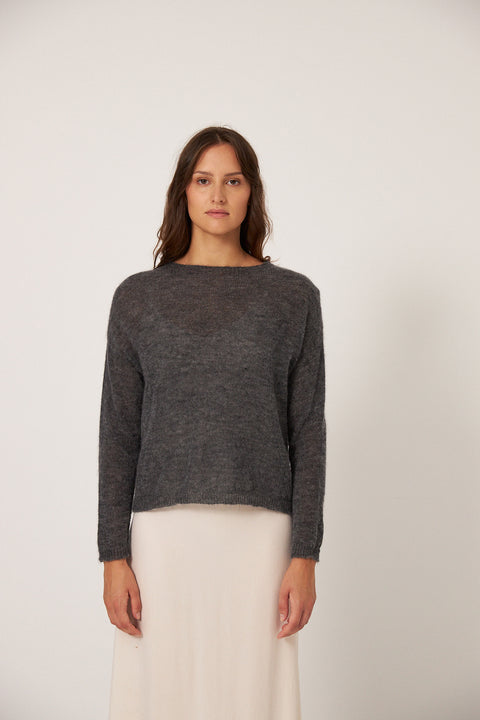 Francie Feather Knit in Shadow Grey