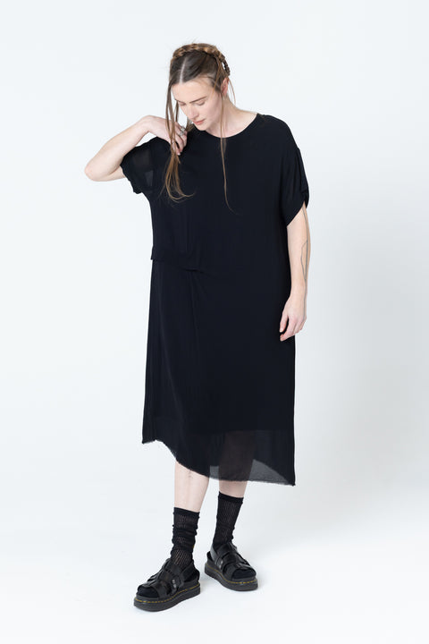 Company of Strangers Black Viscose Tuck Dress