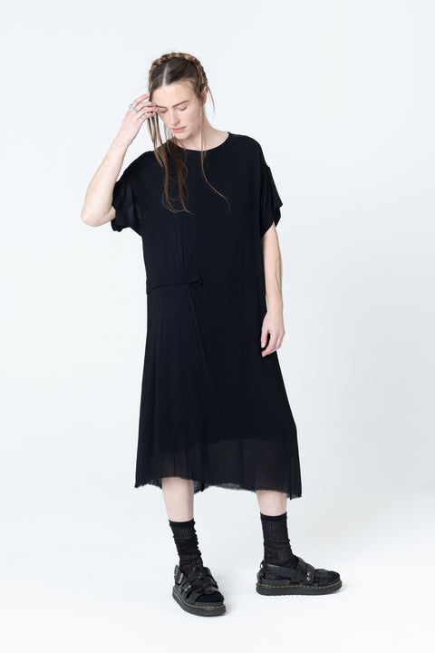 Company of Strangers Black Viscose Tuck Dress
