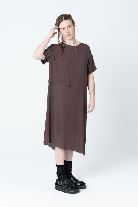 Company of Strangers Tuck Dress Brown