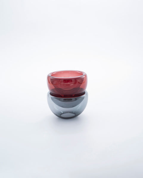 Matthew Hall Mid Century Glass Bowl Red and Black