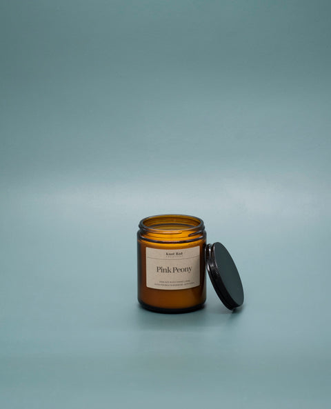Hand poured soy candle pink peony floral scent