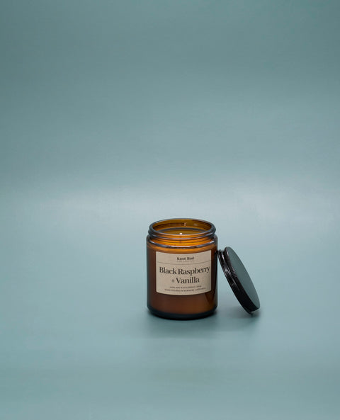 Hand poured soy candle black raspberry and vanilla scent