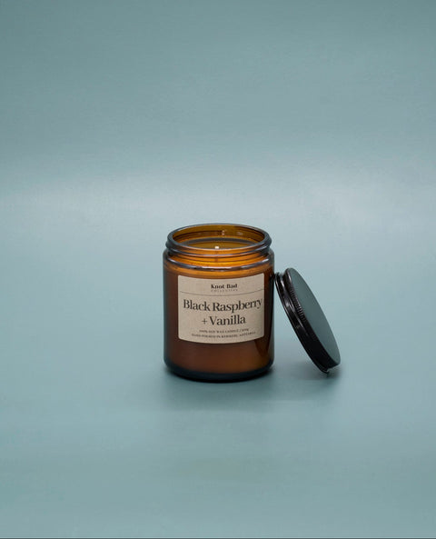 Hand poured soy candle black raspberry and vanilla scent