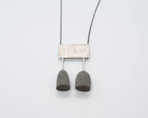 Long Wire Necklace | Stainless + Coble Stone