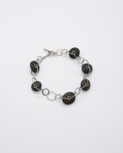 Small Link Bracelet | Silver + Pebble