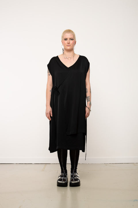 JPalm Black V-neck Wrap Dress