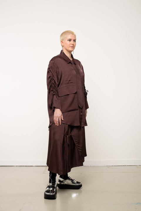 JPalm Olga Shirt in Brown with Scrunch Sleeve