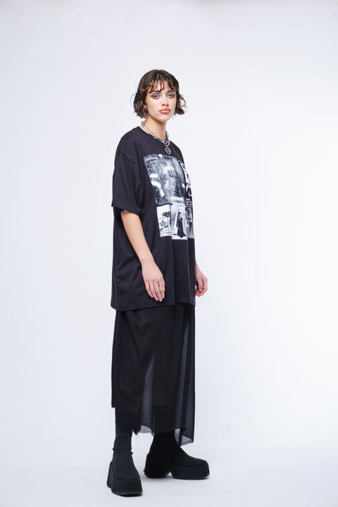 JPalm Burning Night T-shirt Dress Black with white print