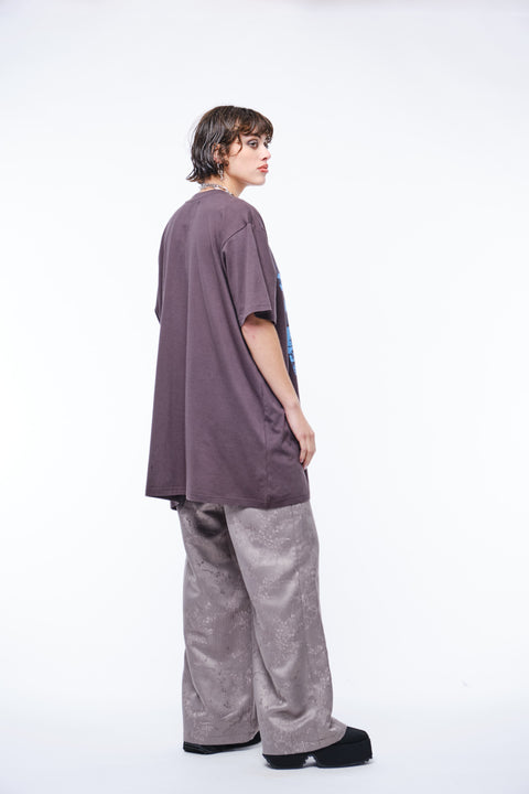 JPalm Burning Night Oversized Tee in Gray with Blue Print