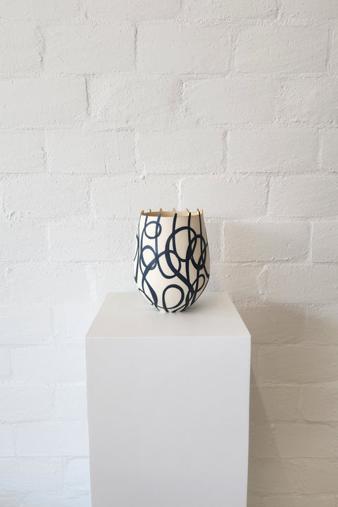 Mark Mitchell Ceramic Black Lined Vessel 