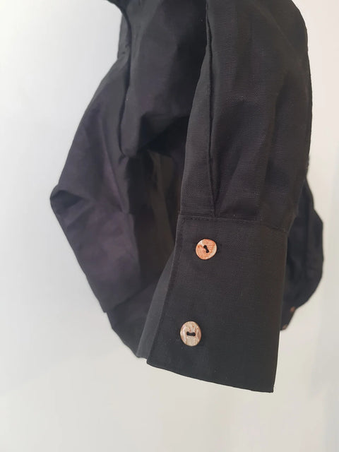 Lela Jacobs Waxed Linen Crop Pierrot Shirt