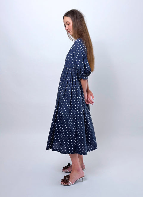 Daylight Moon Happy all day dress navy polka dot 