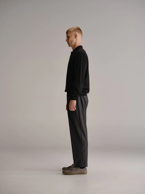 Thom Morison Knit Polo In Black