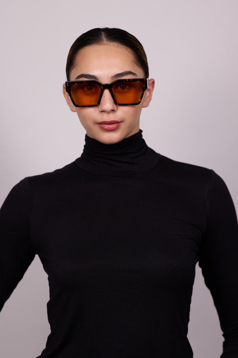 Age eyewear carnaage sunglasses orange lens with brown tortoise frames