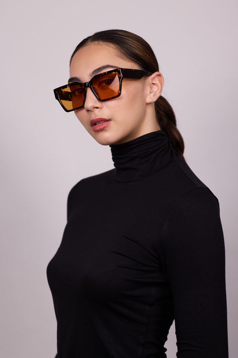 Age eyewear carnage sunglasses orange lens with brown tortoise frames